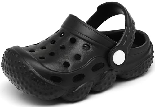 INMINPIN Unisex Bambini Zoccoli Ragazzi Ragazze Bambino Sandali da Giardino Estivi Ciabatte Scarpe Mare Spiaggia Piscina,Nero,24 EU= Fabbricante 25
