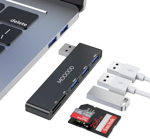 MOGOOD Adaptador Multiport 5 en 1 - USB HUB Con USB 3.0, 2.0, Lector de Tarjetas SD/TF - Compatible Con PC, Escritorio, Mac, MacBook, Notebook, PS4, Xbox, Wii