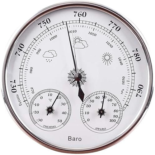 LAODILAI Manometer für Luftdruckmesser Traditionelles Barometer, 3-in-1-Wetterstation for den Innen- und Außenbereich, Zifferblatt-Barometer, Thermometer und Hygrometer (Farbe: B) (Color : B)