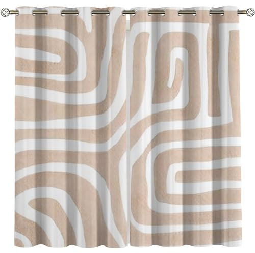 MELABE Abstrakte rosa Linien Vorhang Wärmeisolierend 2Er Set, Einfaches Weiß Blickdichte Gardinen, Thermo Vorhänge Für Schlafzimmer Wohnzimmer Kinderzimmer Küche Fensterdekoration 2 x 150B x 270H cm