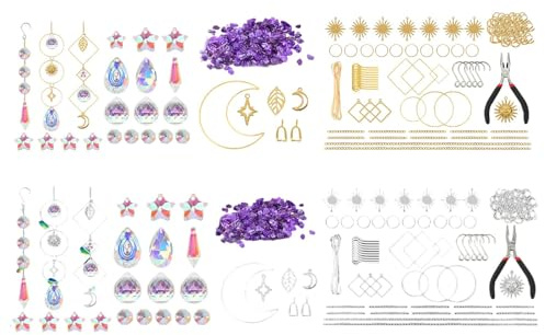 Sonnenfänger-Set – 300 Bastelsets für Glasfensterdekorationen | Multifunktionale dekorative mondförmige Kristall-Fensterdekoration, Ornamente, Catcher-Zubehör