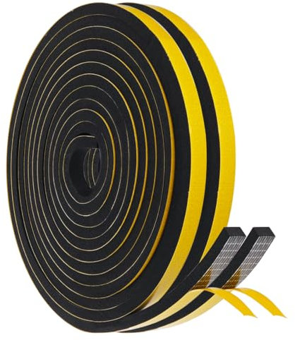 SHSMPXOY Nastro Autoadesivo in Schiuma Guarnizione Finestra Adesiva Isolamento Acustico Porta 6x10mm Striscia di Schiuma per Anti Freddo, Isolamento Acustico, Anti-Collisione (4M x 2Rotoli)