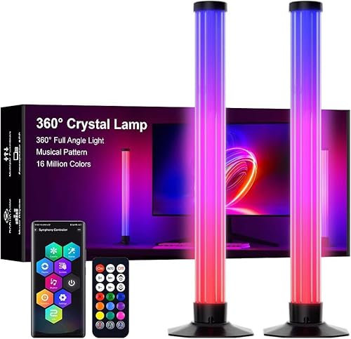 42CM 360 ° barra de luz LED de luz de fondo con DIY sincronización de música inteligente Bluetooth de control, 8 modos de escena para la decoración de la habitación, el juego, la televisión