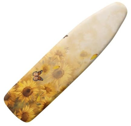 Pzuqiu Bügelbrettbezug mit Schmetterlings-Sonnenblumen-Motiv, mit Klettverschluss, resistent gegen Verbrennungen, Bügelzubehör, waschbarer Bügelbrett-Staubschutz