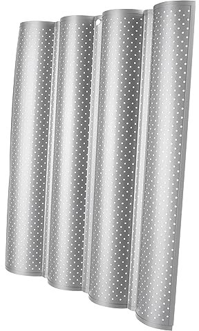 SHOWERORO Backform Baguette Backblech Wellenstruktur Edelstahl 4-fach Für Französisches Brot Backzubehör Haus Und Bäckerei