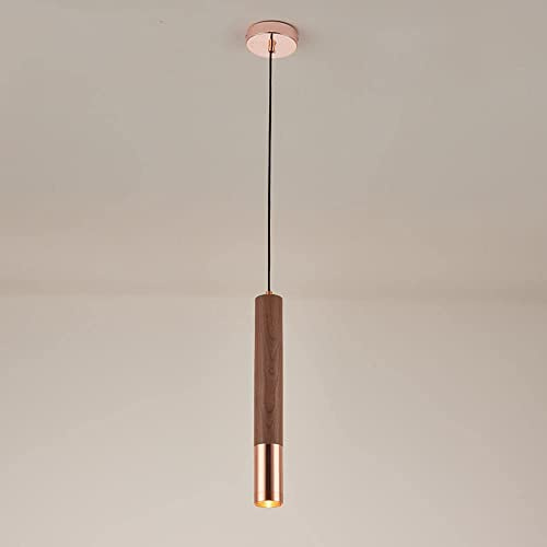 LLXDFUU Lámpara colgante de madera y metal de oro rosa nórdico, iluminación de techo LED de goma pequeña, lámpara colgante de diseño original de fábrica, luminaria semiempotrada suspendida, barra de b