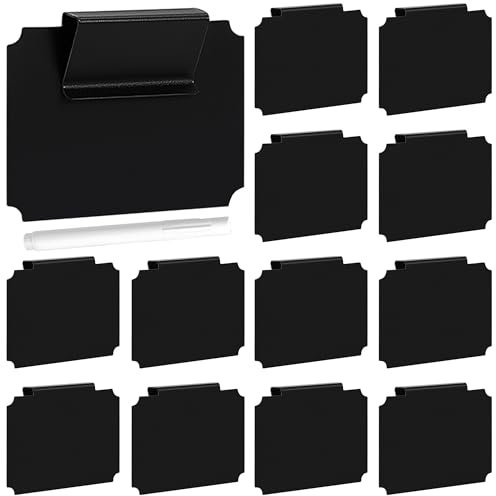Etikettenhalter Clip, 20 Stück Korb Etiketten Clips mit 1 Whiteboard-Stift, Abnehmbare Kreidetafel Label Halter für Lagerung Körbe Aufbewahrungsbehälter Organisationsbox, Schwarz