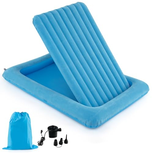 GIANTEX Kinderbett aufblasbar, Kinder Reisebett 2 in 1 mit Matratze, Luftmatratze mit Elektropumpe, Kleinkind-Reisebett Aufblasbett inkl. Tragetasche & Reparaturset, Kinder Luftbett 150 kg Belastbar