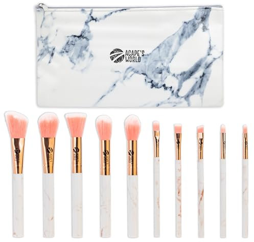 ACAPES WORLD Set 10 Pennelli Trucco Make Up Professionali - Kit Pennelli Make Up