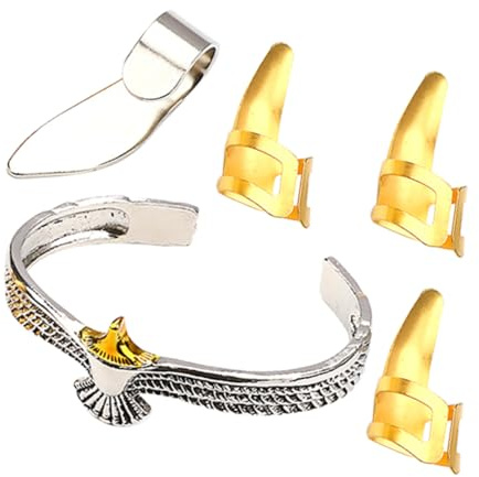 Goldenes Daumen Finger Plektrum 1 Satz aus Metall für Gitarre | Nagelschutz und Fingerkomfort, für Übung an Akustikgitarre, 1 Satz, Passend für Lernende