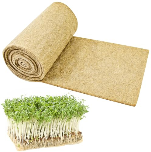 Emsiok 1 Roll 10 X 157 Microgreen Grow Mat Natural Fiber Grow Mats Microgreens Grow Kit Hydroponic Pads Indoor Organic Production for Microgreen Starter Tray Wheatgrass Sprouts