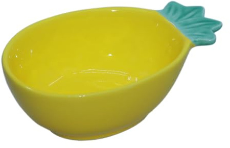 PENCK Small Guinea Pig Food Bowl Pineapple-Shaped Cute Ceramic Hamster Water Bowl Ferret Rat Chinchilla Rabbit Feeding Dish Young Animal Feeder(Yellow)