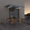 IKAYAA Toldo Manual Retráctil 400 x 300 cm con luz LED, Toldo Enrollable Aluminio y Poliéster,Toldo Articulado Retractil con Brazo, Toldo Manual para Balcón y Veranda Azul y Blanco