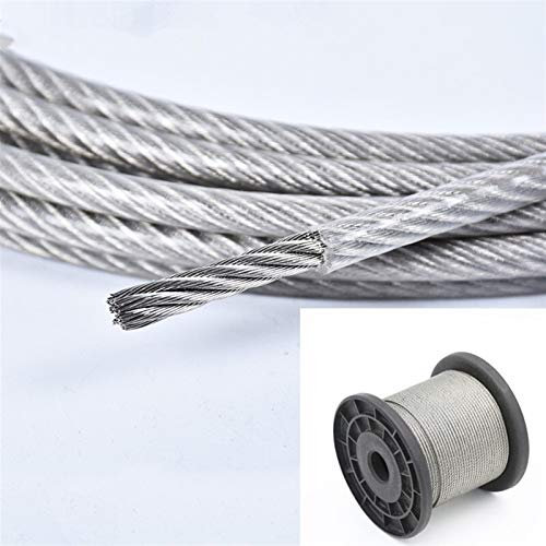 Picture Wire,Garden Wire 10 Meter Steel PVC Coated Flexible Wire Rope Soft Cable Transparent Stainless Steel Clothesline Diameter 1mm 1.2mm 1.5mm 2mm 3mm(10M Diameter 1.2mm)
