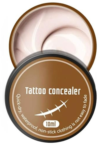 Copri Tatuaggi,Tatuaggio Correttore,Crema Tatuaggio di Copertina,Tattoo Concealer,Correttore per Coprire Tatuaggi,Copertina Make Up,Impermeabile,Coprire Cicatrici,Acne,Macchie Scure,10ml,Colore Chiaro