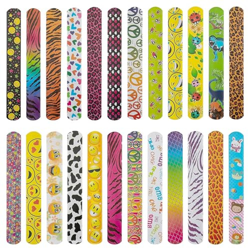ZADEICK Slap Bands 25PCS, Slap Bracelets with Colorful Emotions Pattern, Party Bag Fillers for Kids Gift Birthday Party Favours