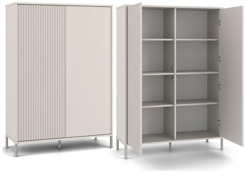 CDF Moderne Kabinett KAMARO 2DD | Farbe: Kaschmir (beige) | Schrank für Dokumente, Kleinigkeiten | Ideal für Wohnzimmer, Schlafzimmer, Kinderzimmer und Büro | Einfache Montage