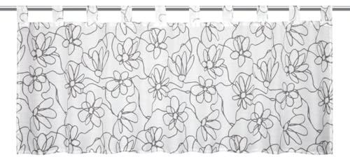 Sehlbach Cortina de bistró Voile Estampado Floral Integral, Blanco, 140 x 48 cm Cortina Estilo bistró, Ofrece privacidad, Traslúcida, Decoración Sencilla, Certificado Oeko-Tex