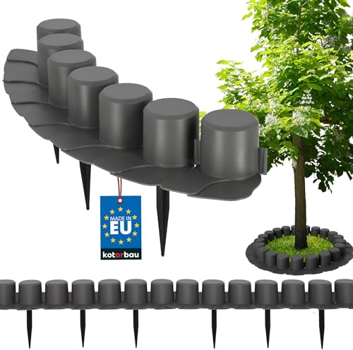KOTARBAU® Rasenkante Kunststoff 6 cm hoch, Beeteinfassung mit Mähkante 4 m | Modulare Beetbegrenzung für Kräuterbeet, Baumumrandung rund, Abgrenzung für Blumenbeet, Beetzaun, Beetumrandung aus PVC, Grau
