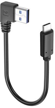 JSADZKJ Right Angle USB A to C 3.0 Gen 2 Extension Cord 5Gbps 90 Degree USB to USBC Data Cable 3A Type C Fast Charging Cable Compatible with Phone 16/15,Tablets,Laptops,Car 0.82ft (Left Angle)