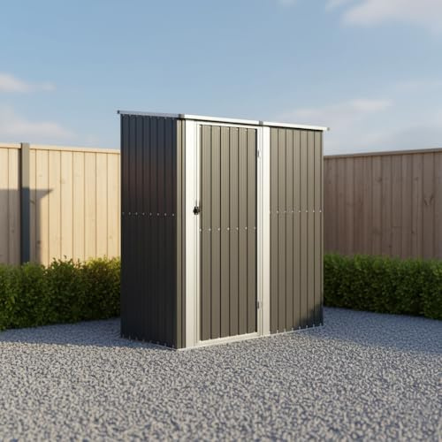 Geräteschuppen Anthrazit 180,5x97x209,5 cm Verzinkter Stahl, Gartenhaus Metall Mit Boden Robust Und Langlebig, Geräteschuppen Die Hütte Für Gartengeräte Und Werkzeuge