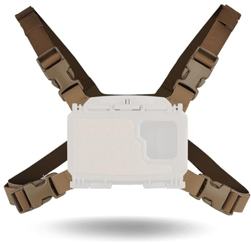Vynebtrv Foldable Vest Chest Rig Phone Holder, Tactical Molle Vest Pouch Navigation Board Harness Chest Mount for Outdoor Hiking Fishing Cycling(Brown)