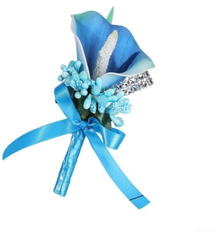 Calla Lilie Boutonniere für Herren - Hochwertige Künstliche Blume Anstecker Hochzeit Bräutigam Taschendeko Langlebig(4)