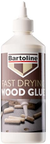 Bartoline Fast Drying Wood Glue, 500ml, D3 Water Resistant, Dries Clear, Suitable for All Types of Wood, Including MDF and Chipboard, Fast Bond, May Require Clamping