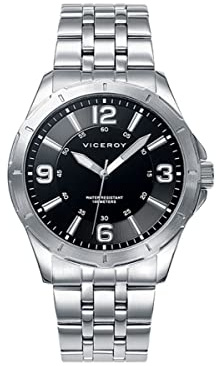 Viceroy Reloj Deportivo Hombre de Acero Inoxidable - 42 mm - Movimiento de Cuarzo - Esfera Negra - Sumergible 10 ATM - Colección Heat – 40519-55