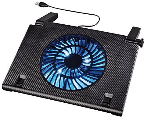 Hama Laptop Kühler für Notebooks von 13,3-15,6 Zoll (USB-Betrieb, Verstellbarer Neigungswinkel, extra leise, Blaue LEDs) schwarz