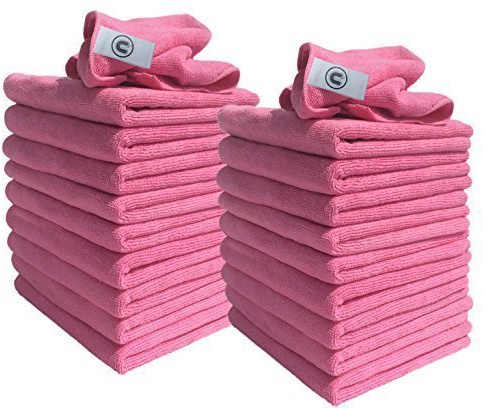 DCS Microfibre Cleaning Cloth, Pink, Pack of 20, Large Size: 40x40cm. Super Soft Premium Streak Free Washable Cloth Duster for Kitchen, Bathrooms, Surfaces, Mirrors, Car, Motorbike