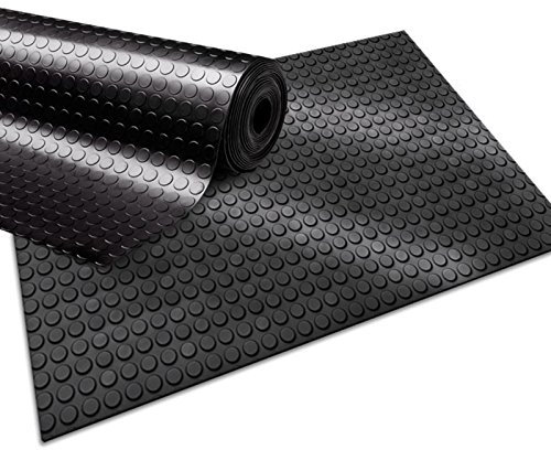 etm - Tapis de Sol en Caoutchouc à pastilles - Revêtement de Sol Industriel - Protection de Sol pour remorques, Zones de déchargement, centres commerciaux - 3 mm d'épaisseur - Noir 120 x 200 cm