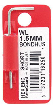 Bondhus 16250 1,5-mm-Spitze Schlüssel Innensechskantschlüssel mit briteguard Finish, markiert und Barcode, kurz Arm