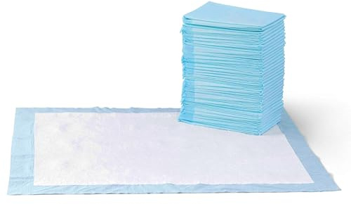 Amazon Basics Leak-Proof Dog and Puppy Potty Training Pee Pads with Quick-Dry 5-Layer Design, X-Large Size 28 x 34 Inch, Blue & White, 40-Pack