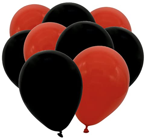 50 Luftballons - 27cm - Rot - Schwarz - Naturlatex Luftballons für Geburtstage, Kindergeburtstage, Partys, Hochzeiten und Feste, Luft & Helium geeignet, EU Herstellung