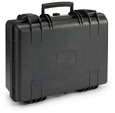 Amazon Basics Mittlere Schützende Tragbare Harte Kameratasche mit Anpassbarem Passform-Schaumstoff für Drohnen, Kameras, Objektive und Zubehör, Wasserdicht, Stoßfest, 43.6 x 37 x 16.7 cm, Schwarz