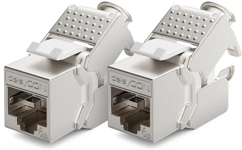 deleyCON 2x Modulo Keystone Presa CAT 6a STP RJ45 Completamente Schermata Senza Attrezzi Grazie al Montaggio a Innesto 500Mhz 10GBit/s