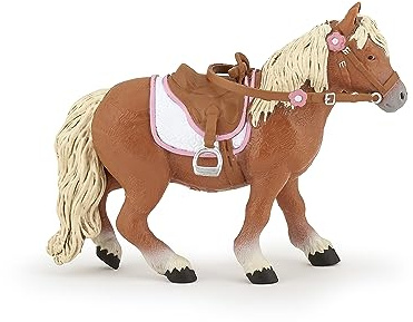 Papo - Realistic Shetland Pony With Saddle Figure - Ages 3+ - Horses And Ponies Collection - Creative Play Horse Riding - Gift Idea Toy for Girls and Boys