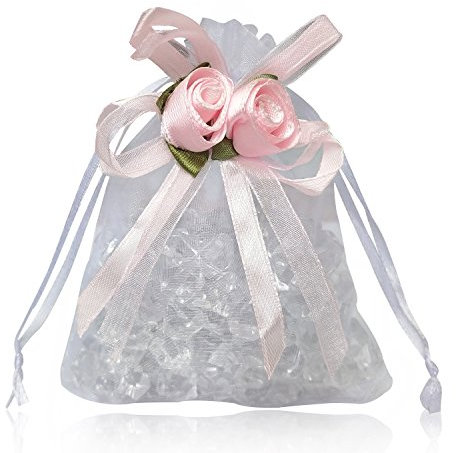 PLECUPE 20 Stück Organzasäckchen Organza Beutel Tunnelzug Hochzeit Säckchen Fest Party Beutel, 14 x 20cm Mehrfarbig Schmuckbeutel Säckchen Beutel für Geschenke Schmuckaufbewahrung, Weiß