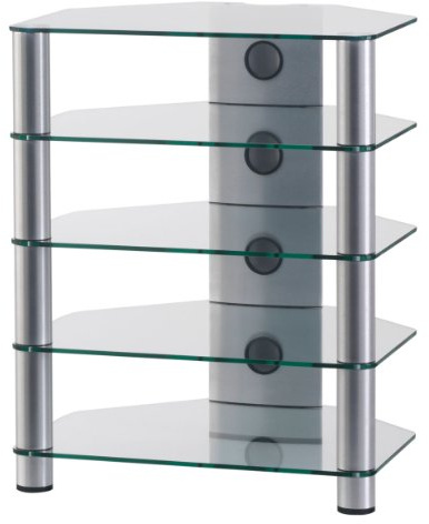 RO&CO SONOROUS - HiFi-Möbel mit 5 Regalböden. Transparentes Glas/graues Gestell Ref. RX2150-TG