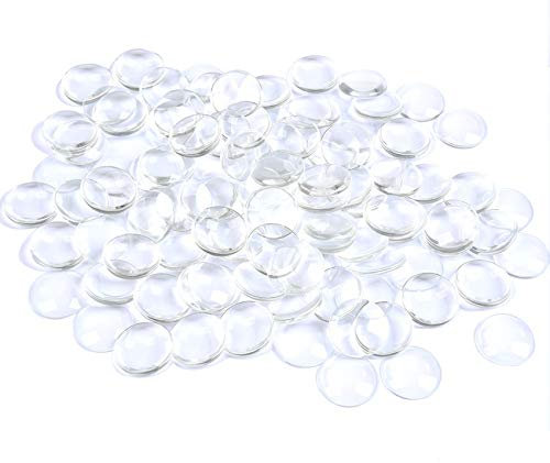 BUYGOO 100Pcs 25mm Clear Cabochon Glass with Flat Back, Clear Round Decorative Pebbles Stones Beads Nuggets for Vase Craft Pendant Jewellery Making