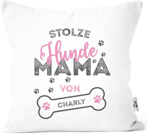 SpecialMe® Kissen-Bezug Kissen-Hülle mit Hundenamen Baumwolle personalisierte Geschenke Hundebesitzer Dekokissen Weiss Unisize
