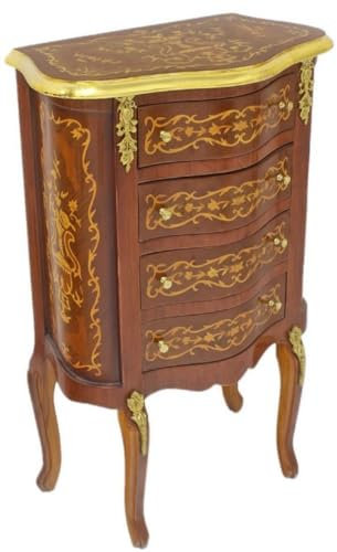Casa Padrino cómoda Barroco marrón Oscuro/Oro 50 x 30 x A. 80 cm - Cómoda de Madera Maciza de Estilo Antiguo Hecha a Mano con 4 cajones - Muebles Barrocos