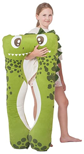 MAKOSAS Komfortkudde hälsa barnkudde för säng sova | Anti-stress | ADHD kudde barn (dino)