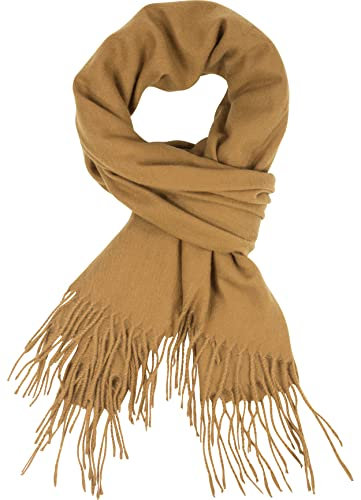 fashionchimp Damen-Schal mit Zierfransen,warm und flauschig, kratzfrei, Winter-Schal mit Kaschmir (Camel)