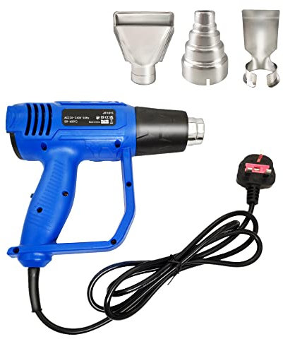 Qimu Elektro Heißluftpistole,Heißluftfön,2000 Watt,Luftdurchsatz 300-500L/min, 2 Temperaturregelung 300℃-600℃ mit 3 Düsen für Heimwerker, Heimwerker & Restaurierung