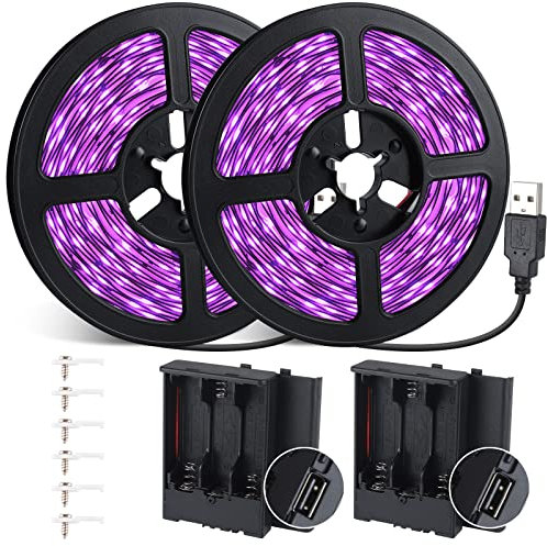 Linstaine 16.4FT Black Light Strip with USB Plug Battery Operated