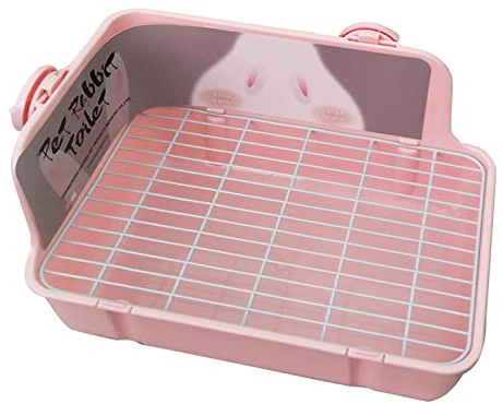perfk Caja de Arena para Conejos, Bandeja de Esquina para Entrenador de Orinal, Jaula de Ropa de Cama, Limpieza Portátil Estable, Inodoro, Chinchilla, Rosado