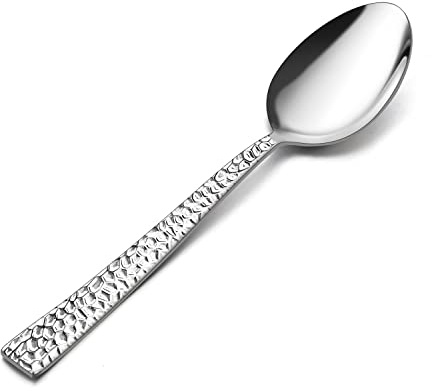 HaWare Hammered 12 Pieces Dinner Spoons Set, Stainless Steel 7.9 Silverware set for Home/Kitchen/Restaurant, Classic Elegant Design, Mirror Polished, Dishwasher Safe