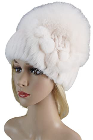 keusyoi Winter Fellmütze Damen Warm Gestrickt Stilvolle Damen Flauschige Fellmütze Fellmützen